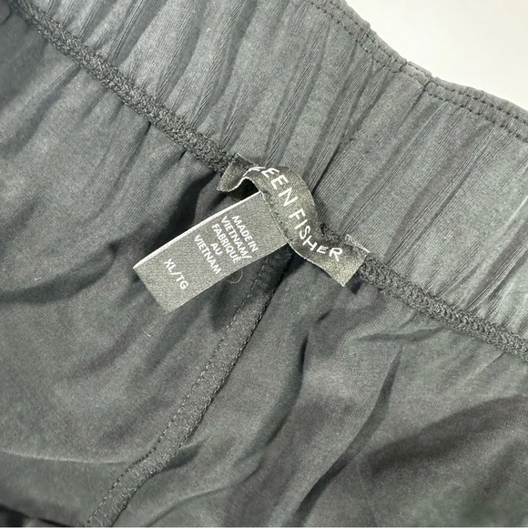 Eileen Fisher Sandwashed Cupro Knit Pleated Pant Wide Ankle Black - Picture 5 of 9